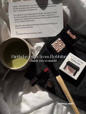 Tea time with @@Bobbi Brown . Thank you so much for the bday gifts.💕 #bobbibrown #giftedbybobbibrown #contentcreator #aethestic #pr #ugccreator #makeup #makeupaesthetic #aesthetic