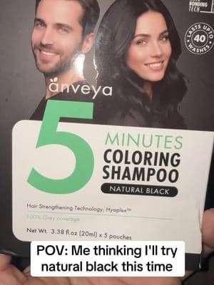 Gray hair popping up?? 😩 Anveya 5-Minute Coloring Shampoo (Natural Black) got me right QUICK 🖤 #TikTokShopFinds #TikTokMadeMeTryIt #haircolorhack #momlifehacks #grayhairfix