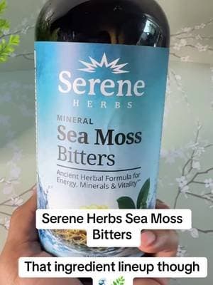 Serene Herbs Sea Moss Bitters combines sea moss with a 14-herb mineral blend including ingredients such as ashwagandha and bladderwrack. An herbal liquid option for your wellness shelf. ✨ #SeaMoss #SereneHerbs #HerbalWellness #WellnessRoutine #TikTokShop