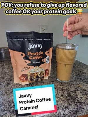 Protein AND coffee in the same cup? βοΈπ @Javvy Caramel Protein Coffee has 10g of protein per scoop, 80mg of caffeine and no added sugar β and you already know the caramel flavor got my attention. ππ€ Such an easy way to make my morning coffee do a little more for me! #coffee #caramel #icedcoffee #tiktokshopbacktoschool #protein